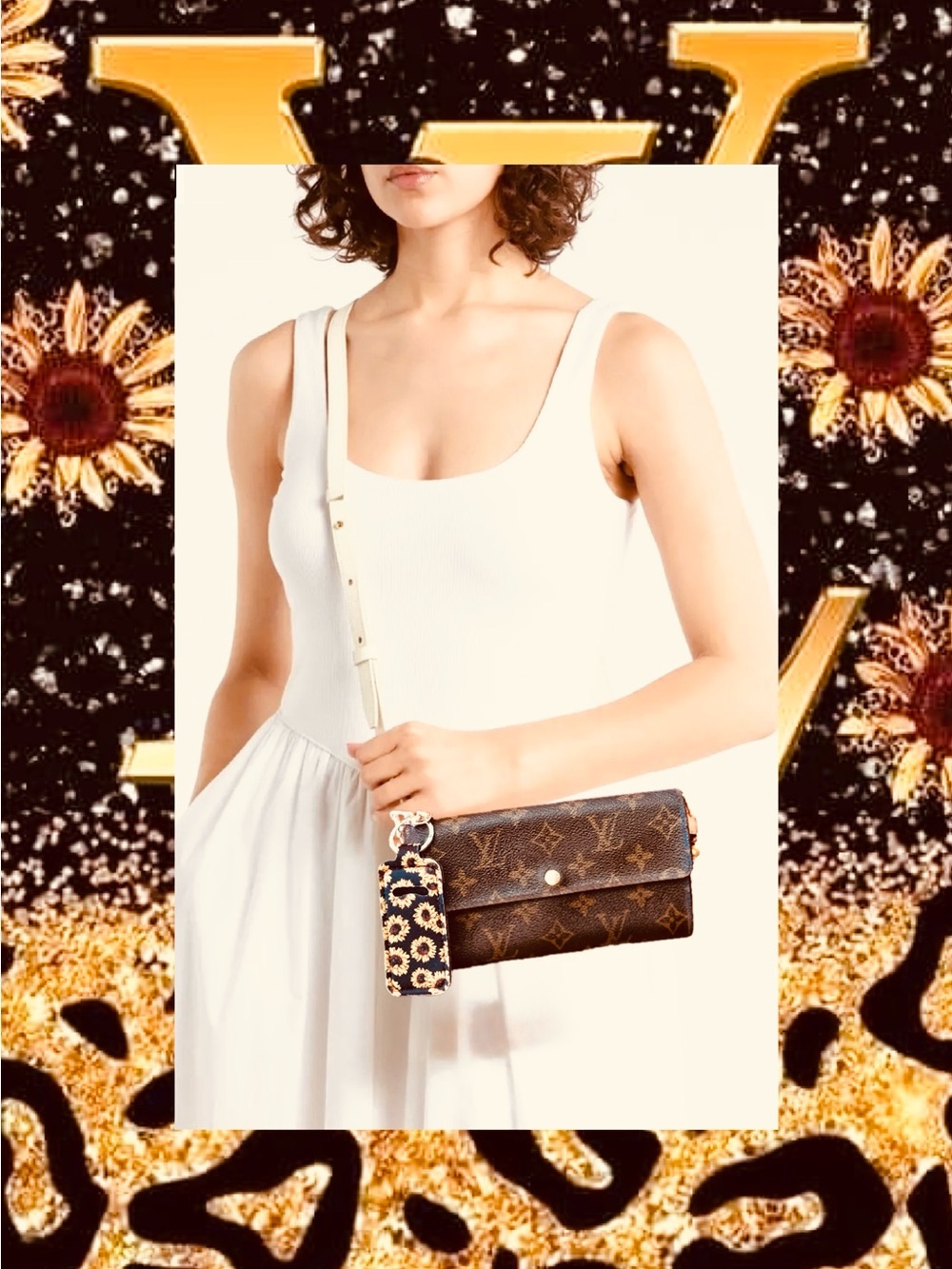 Louis Vuitton monogram Sarah long wallet converted Crossbody vintage